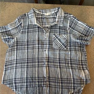 Lucky Brand, summer weight button down, blues, perfect w jean shorts